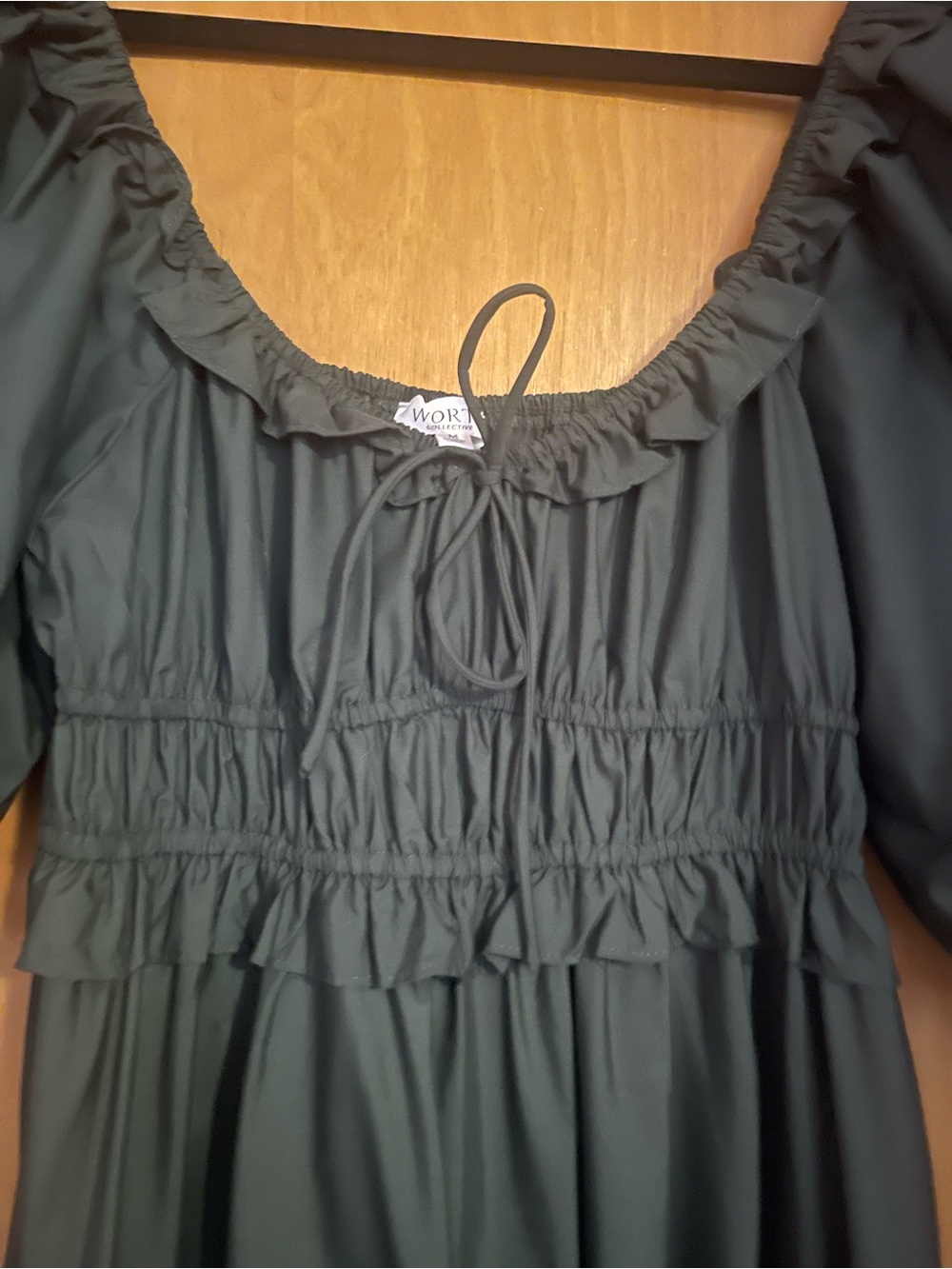 Worth Collective Crissy Forest Green 100% Cotton Puff Sleeve Maxi dress NWOT - Picture 5 of 7